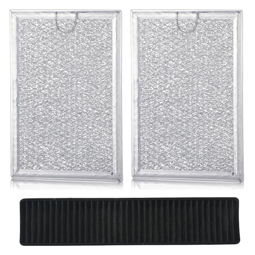 Otoolling 3 Pack Grease Filter & Charcoal Filters Set for Microwave Filter Replacement Combo – Compatible with LG LMV2031ST, LMV2031BD, LMHM2237ST, LMH2235ST & More (5230W1A012B & 5230W1A003A)