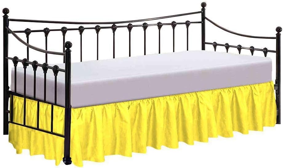 Dust Ruffle Daybed Skirt 100% Cotton 800 Thread Count 15" Drop Lenth with Split Corners for Day Beds, Easy Fit, Three Side Coverage, Daybed Skirt Twin XL Size Taupe