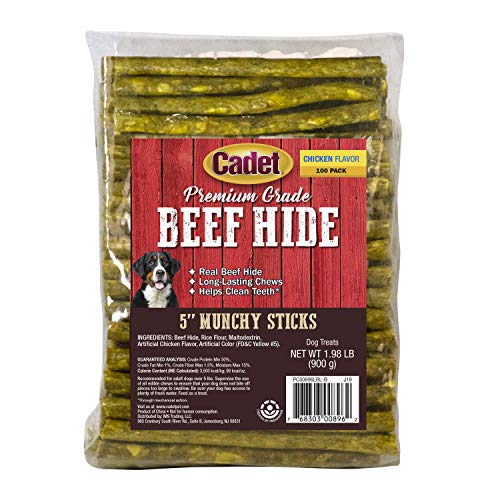 Cadet Premium Grade Munchy Beef Hide Sticks 5 Inch, 100 Pack #TOP23