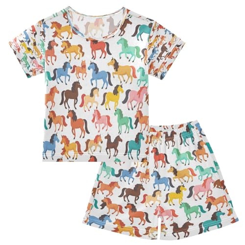 senya Short Sleeve Pajamas Sets Summer Cotton Sleepwear National Flag World Map, 5T