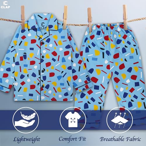 Image of CLAP Kids Cotton Printed Full Sleeves Night Suit