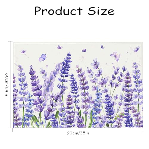 Tapete floral lavanda 60x89 cm antideslizante y lavable miniatura 3