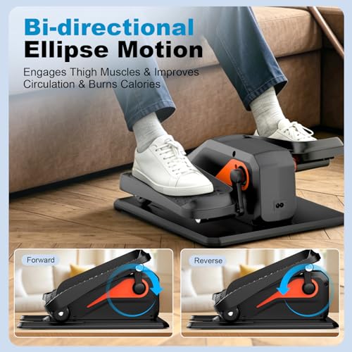 Image of Under Desk Elliptical Machine, Electric Elliptical as Seen on TV for Seniors Adults with 15 Adjustable Speed, Quiet & Portable Electric Seated Pedal Exerciser for Home Office