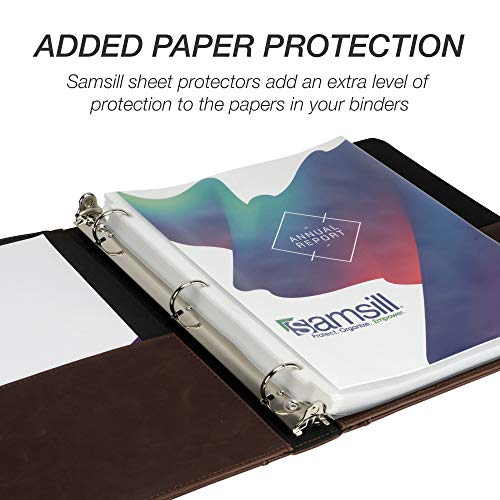 Samsill Vintage Hardback 3 Ring Leather Binder, Professional Binder Organizer, Planner Binder, 1 Inch 3 Ring Binder, Letter Size 8.5 X 11, No Zipper, Faux Brown Leather #TOP4