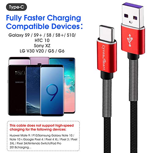 Image of CyvenSmart USB Type C Cable 6ft, [2 Pack] USB A 2.0 to USB-C Fast Charger Durable TPE Cord Compatible with Samsung Galaxy A10 /A20 /A51 /S10 /S9 /S8 Plus /Note 9 /8,LG V50 V40 G8 G7 Thinq-Red