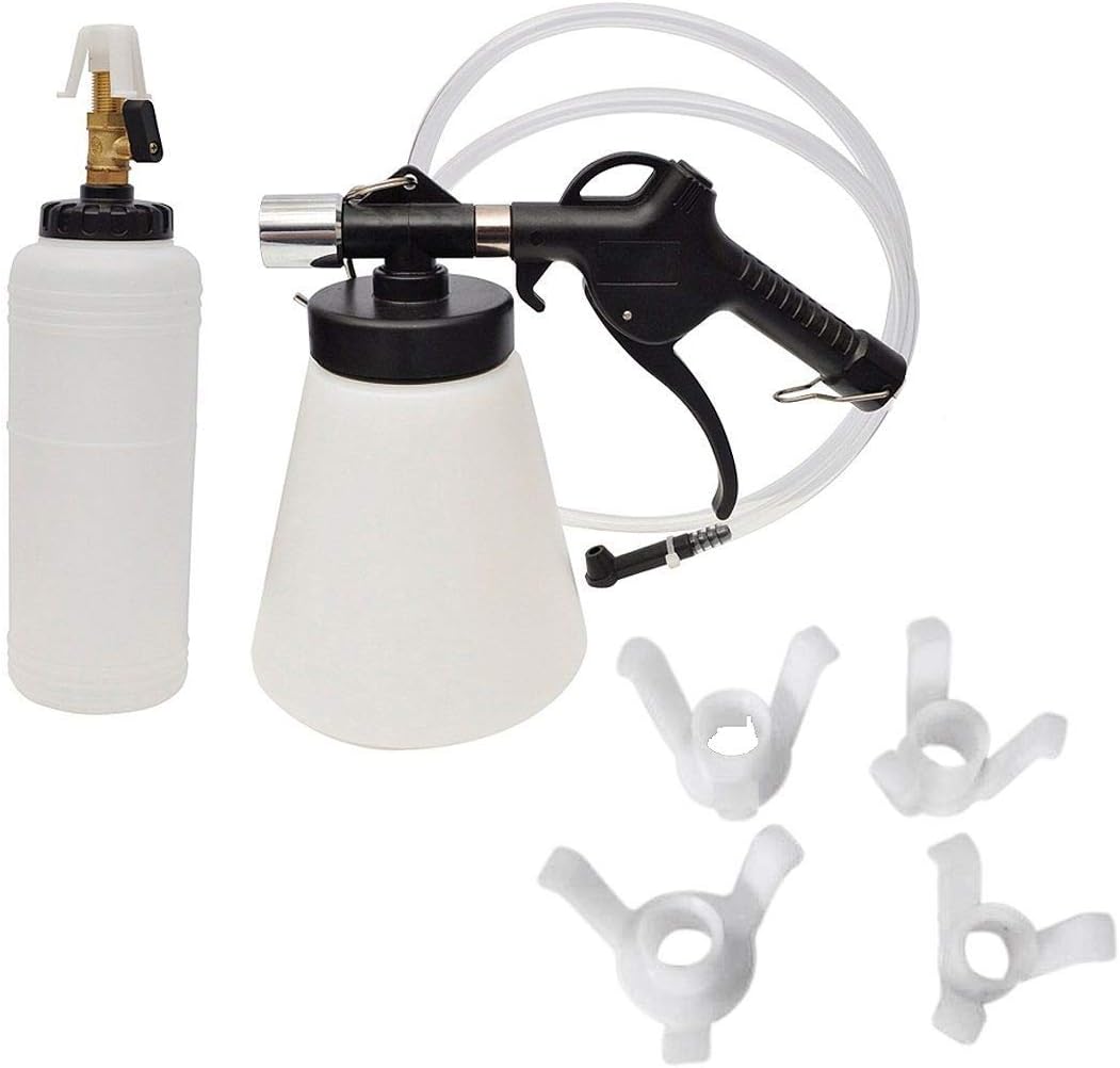 Pneumatic Brake Fluid Bleeder Tool with 4 Master Cylinder Adapters 90-120 PSI
