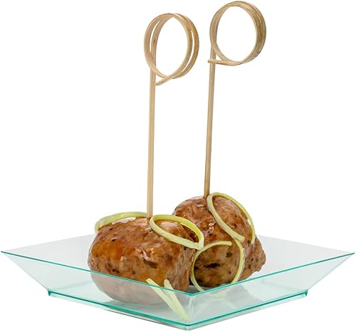 Restaurantware Plato cuadrado de plástico Seagreen pequeño y moderno - 4" x 4" x 12" - Caja de 100 unidades