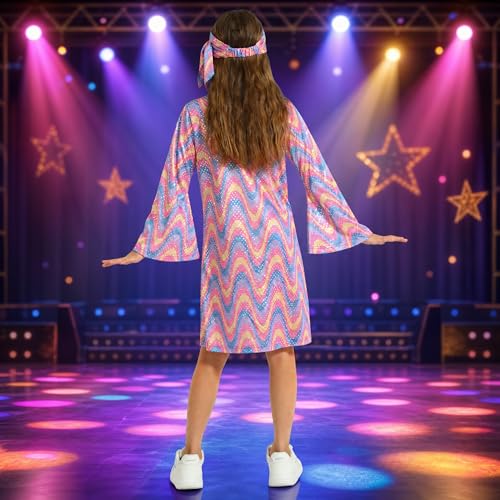 Disfraz Leadtex Disco 70s Para Niñas Rosa Talla 6-8 años miniatura 4
