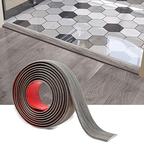 Art3d 4 FT Self Adhesive Vinyl Floor Transition Strip, Laminate Floor Strip Floor Flat Divider Strip for Joining Floor Gaps,Carpet Threshold Transition,Floor Tiles（1.57in, Gray）
