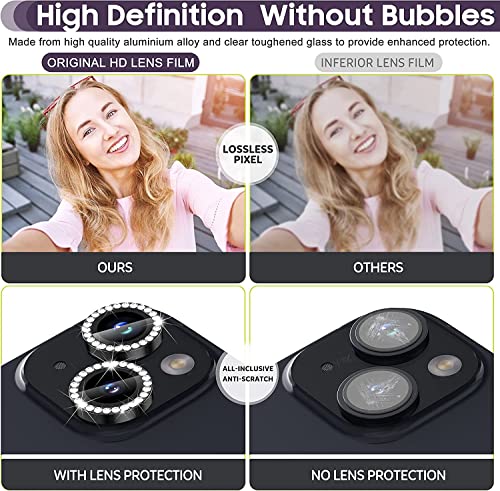 Image of inchCamera Lens Protector Ring Compatible with iPhone 13 / iPhone 13 Mini, Luxury Diamond Design Camera Lens Protection Cover, Anti-Scratch, Anti-Fingerprint, Durable Metal Ring Guard for Stylish Lens Protection inchBlack