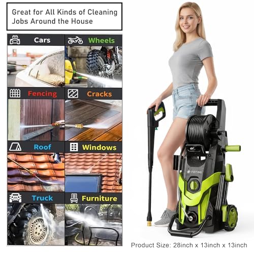 Pressure Power Washer 4500PSI with 4 Quick Connect Nozzles, Inlet Hose & Filter for Cars/Fences/Driveways/Patios/Home Cleaning