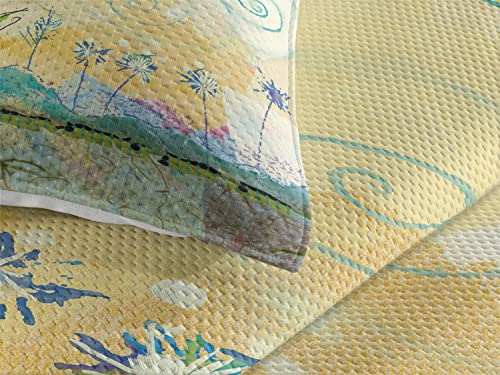 Lunarable Flower Coverlet, Abstract Painting Spirals And Sun Themed Work Of Art, 3 Piece Decorative Quilted Bedspread Set With 2 Pillow Shams, Queen Size, Multicolor #TOP2