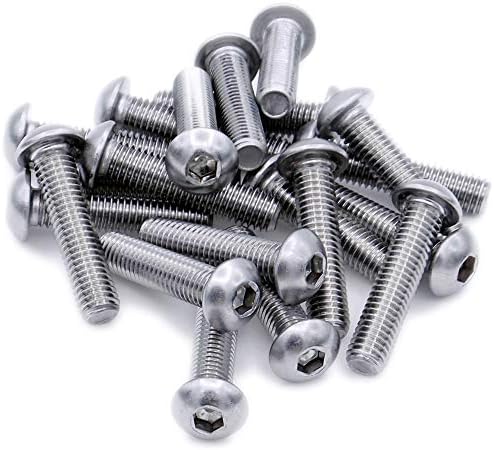 M8 (8mm x 60mm) Hex Socket Button Machine Screw (Bolt) - Black Steel (Pack of 10)