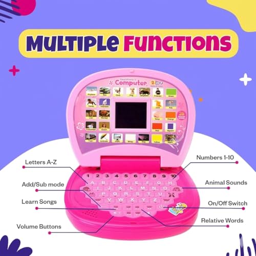 Image of Educational Learning Laptop Toy with LED Display and Musical Effects | Play & Learn with Fun | Indoor Toy for Kids /Girls /Boys | Assorted , Power Source: 3xAA Battery (Not Included)