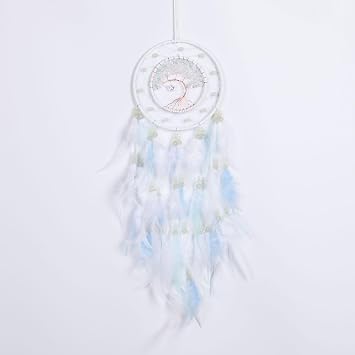 White Tree of Life Dream Catcher Wall Decor with Luminous Beads