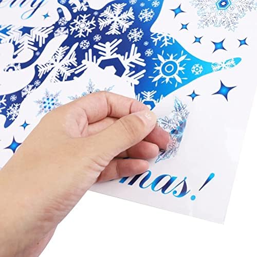 50pcs Christmas Window Stickers, Snowflake Reindeer Window Clings Reusable Christmas Clings Window Decoration for Winter Christmas Party Decorations(3 Different Size)
