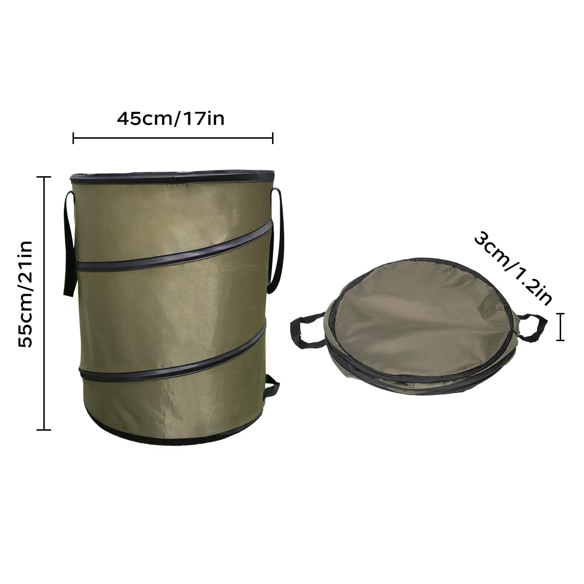 Beige Collapsible Trash Can, Portable Trash Can for Camping, Camping Trash Bag Holder, Garden Leaf Cleaning Trash Bags, 2 Pack Pop-up Design for Outdoor Waste Disposal