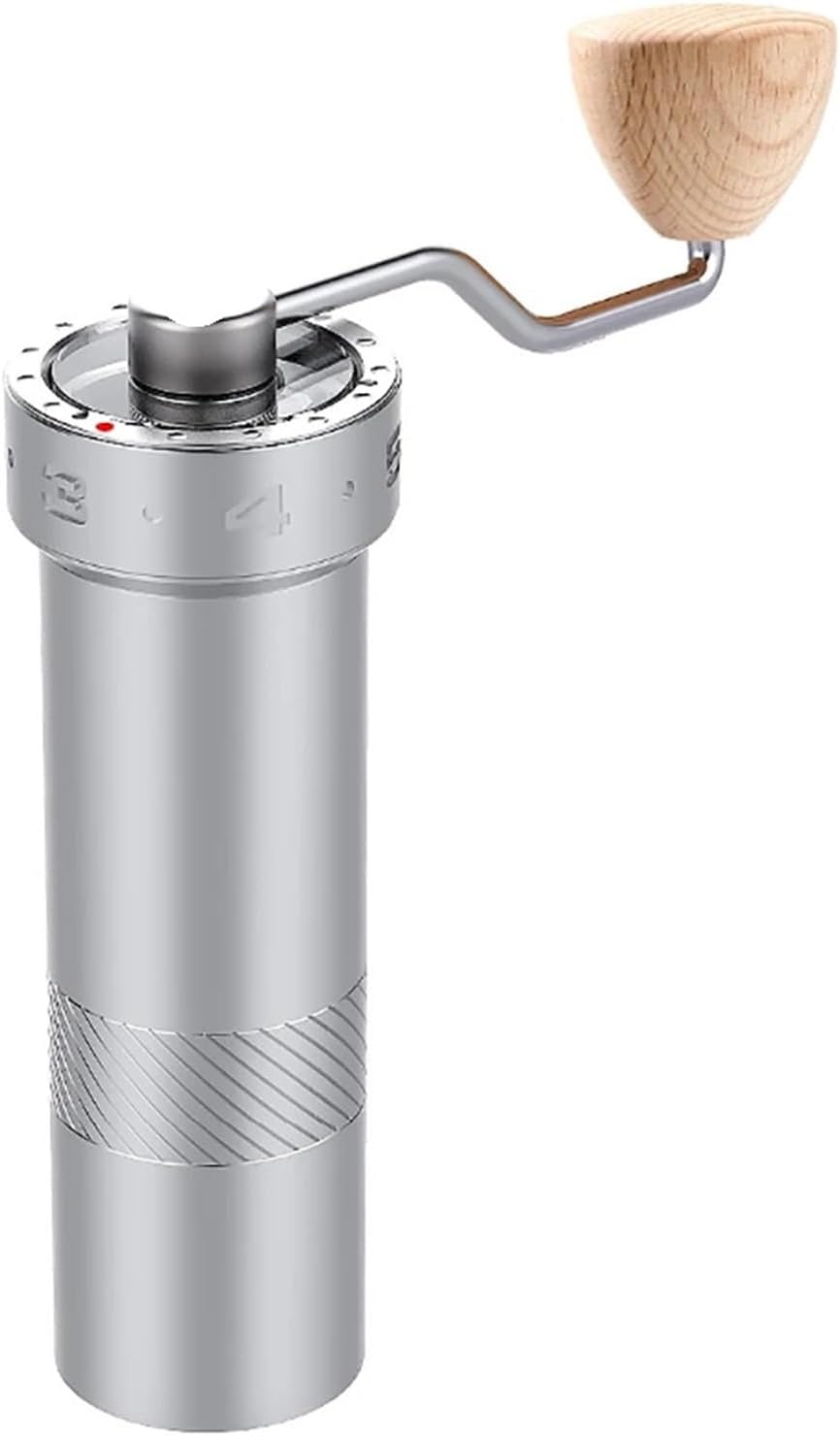Manual Grinder Burr Kitchen Grinding Tools Stainless Steel Adjustable Coffee Bean Mill Mini Milling(Silver epro)