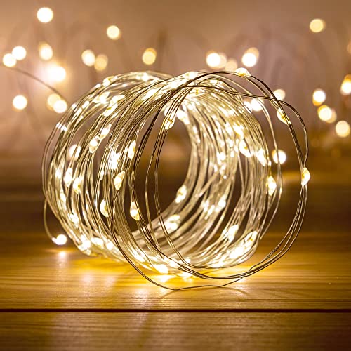 SKYLANTERN Guirlande Led Argent 8M - Guirlande Lumineuse Led 80 Leds - Guirlande Leds pour deco chambre, déco de Noël, ambiance poétique et romantique