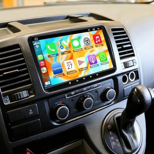 2GB RAM 64GB ROM Car Stereo for for Volkswagen Transporter T5 2010-2015 Radio w/Apple Carplay Android Auto Double Din Head Unit Sat Nav,9" Touchscreen Bluetooth WIFI HIFI FM/RDS Backup Camera