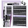 B&Q Fluffy Lash Clusters Kit 100D+200D Dramatic Eyelash Clusters Kit 10-18MM 0.05MM Wispy Lash Thick Volume DIY Individual Lashes 3D Mega Eye Lashes Suitable for Beginners at Home(KIT-100D+200D)