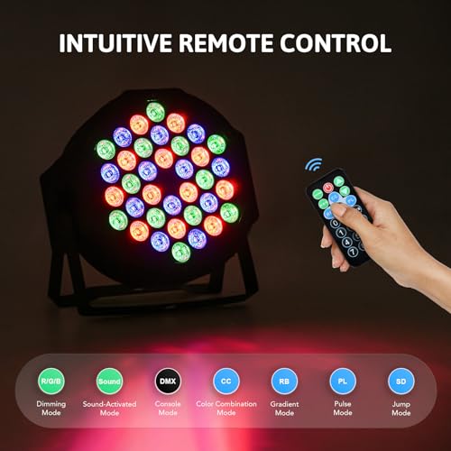 CO-Z Stage Lights 36 RGB LED Par Lights with Sound Activated Remote Control - Image 4