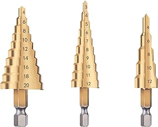 3 Pcs Step Cone Drill Bit Set, Metal Step Bits Set Hss Titanium Coated Step Drill Set Impact Step Drill Bit Cone Cutter Set Cone Cutter Drill Bit Hole Cutter for Hard Steel Metal Stainless Steel Wood