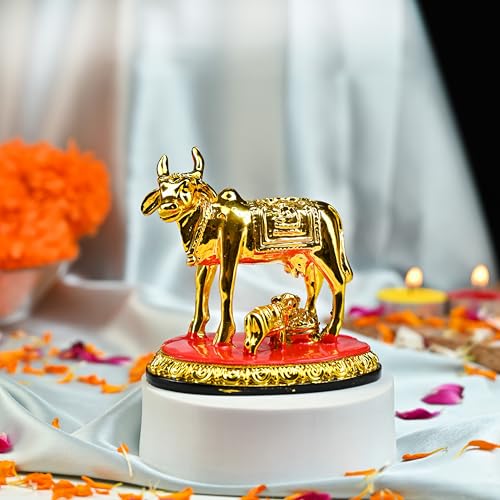 Image of ZAICUS Kamdhenu Cow and Calf Showpiece - Decorative Statue for Home & Office, Symbol of Prosperity and Wealth, Feng Shui Good Luck Diwali Gift