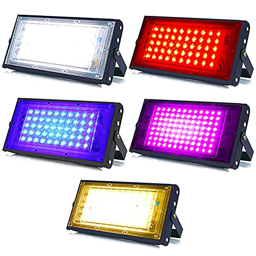 Image of MLD 30w Led Flood Lights IP66 Waterproof Indoor Outdoor Led Brick Focus Street Light Multi color Combo Set | Blue, Pink, Yellow, White, Red | Pack of 5