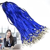 Blue Lanyard Bulk Clips Swivel Hooks Nylon Neck Flat Woven Blue Lanyards with Clip for Id Badges Key Chains,Lanyards 50 Pack 32-inch