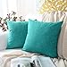 MERNETTE Pack of 2, Cotton Linen Blend Decorative Square Throw Pillow Cover Cushion Covers Pillowcase, Home Decor Decorations for Sofa Couch Bed Chair 18x18 Inch/45x45 cm (Turquoise)