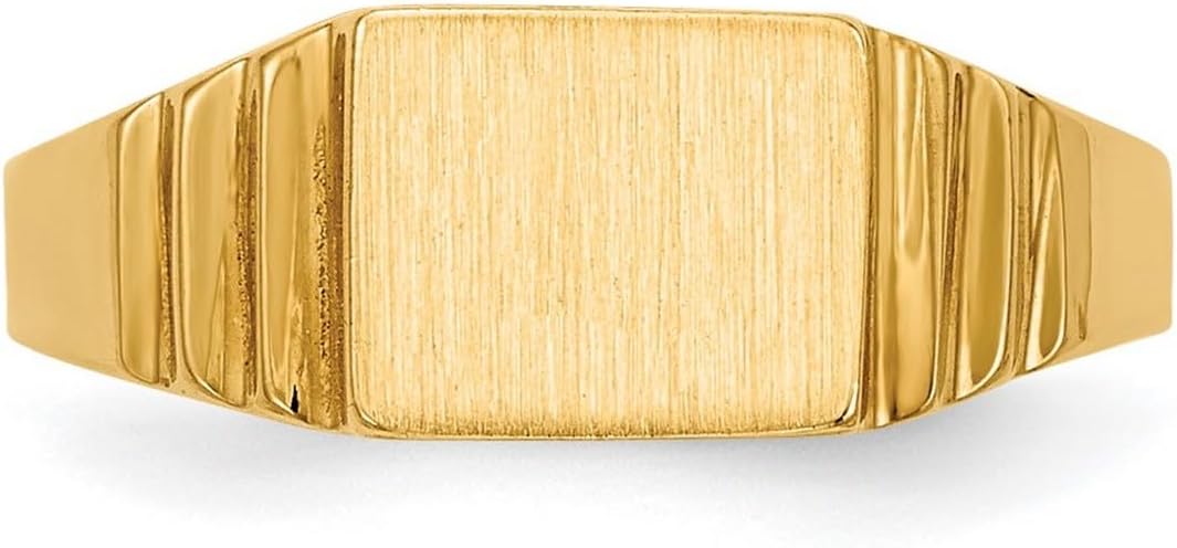 JewelryWeb 10k Solid Yellow Gold Satin Rectangular Signet Ring Size 2.25 Ring - Image 5