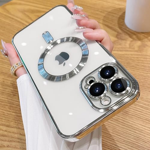 Coque magnétique iPhone 13 Pro Max argent protège objectif photo