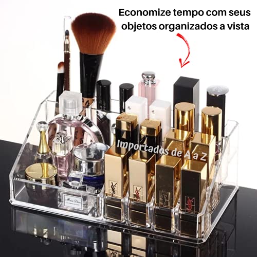 Organizador Porta Maquiagem de Acrílico para Pincel, Batom e Blush