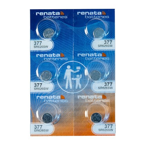 Batería Renata 377 Óxido de Plata para Reloj 6 pack
