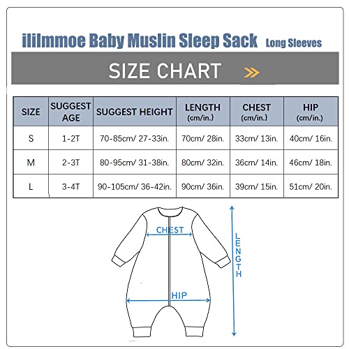 Ililmmoe Muslin Original 100% Cotton Sleeping Sack Sleep Bag With Legs Baby Wearable Blankets Long Sleeves 1-4T Star/M #TOP6