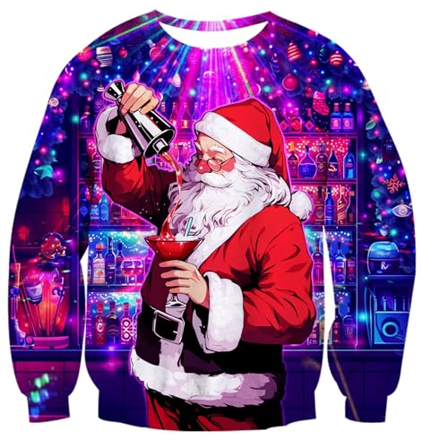 AIDEAONE Men Christmas Sweatshirts Women Xmas Jumper Santa R