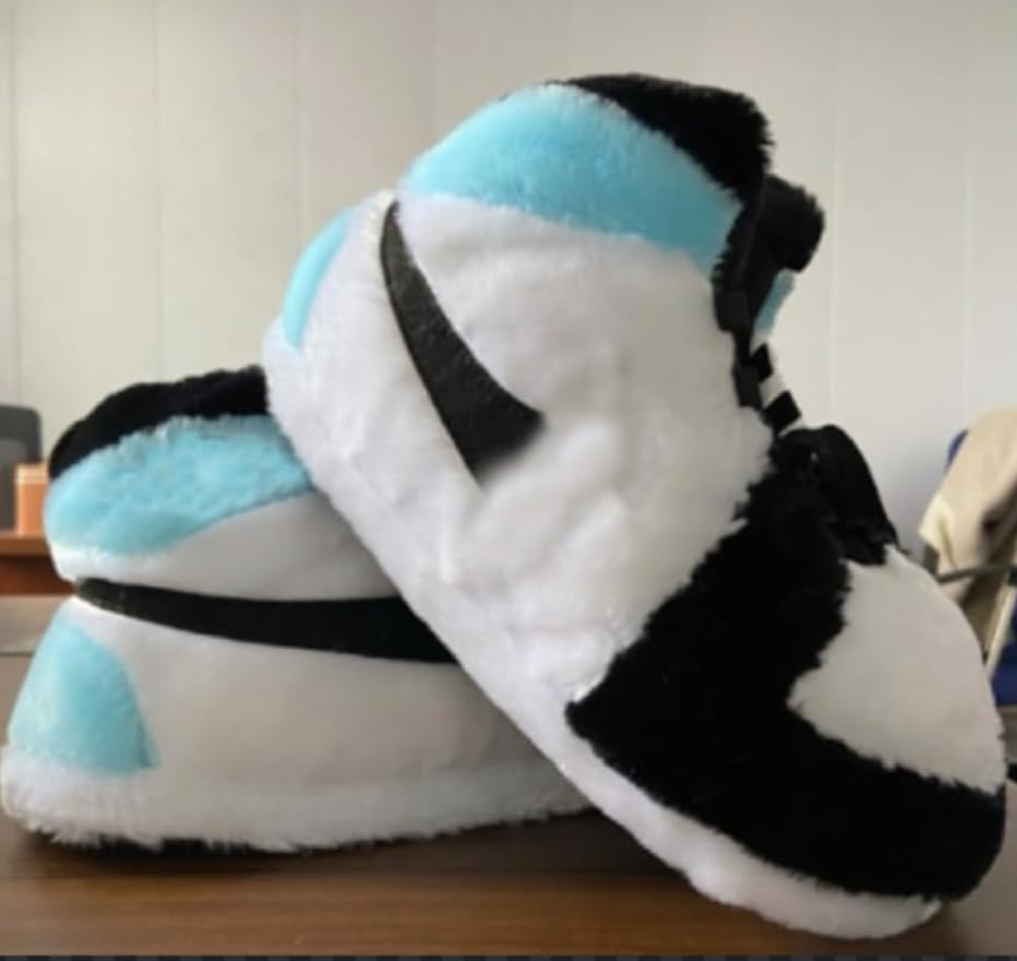 Image of Warm Furry Sneakers Slipper Comfy House Shoes Winter Plush Fuzzy Slipper Shoes For Women Men One Size Fits Most Fluffy Slides For Indoor Outdoor Bigfoot Gifts Houseshoes