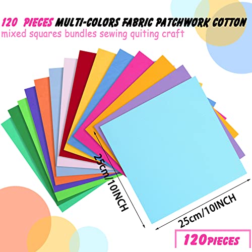 120 Pieces 10 X 10 Inches Solid Color Cotton Fabric Square Fabric Craft Fabric Scraps Multi Color Cotton Quilting Fabric Bundles Patchwork Precut For Diy Craft Sewing Clothing #TOP1
