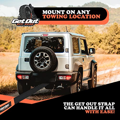 Get Out Off Road - Tow Strap Off Road Recovery 3'' X30' 30,000Lb Break Strength - 4X4 Towing - Reinforced Loops - Emergency- 100% American Owned Company. Orange #TOP4