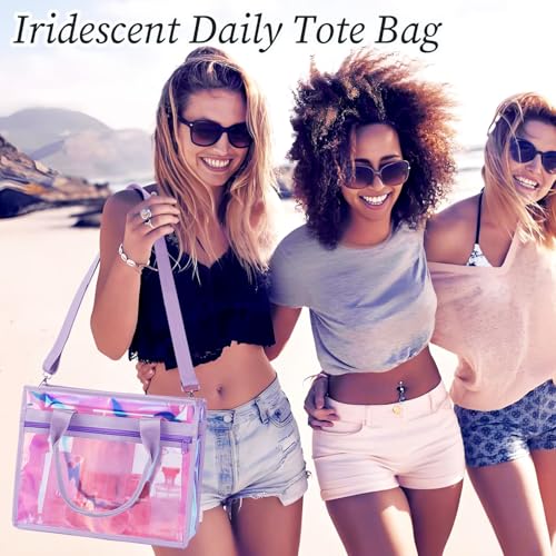 Image of Fammart Clear Bags Stadium Approved, Jelly Tote Bag for Women with Zipper, Crossbody Bag with Adjustable Strap for Work