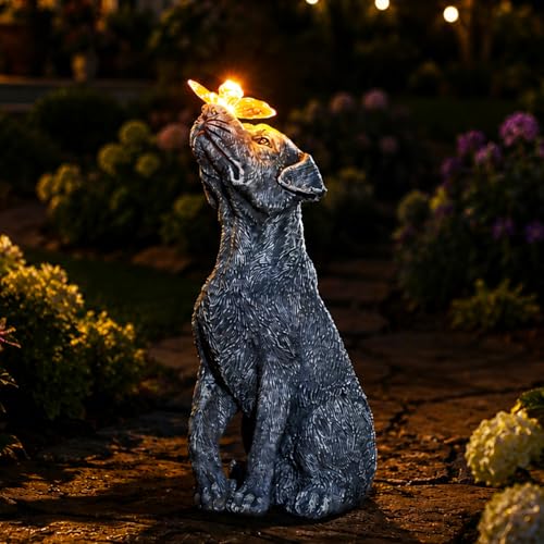 Fashionoda Garden Statue Dog Figurine Decor Outdoor Decoration with Butterfly for Garden Yard Lawn Home Decor Outside : Christmas Day Gifts Memorial for Women Mom Grandma