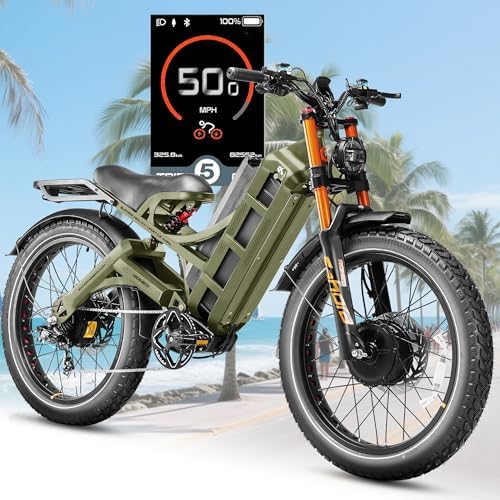 2026 Latest eAhora Romeo Pro 3 Electric Bike for Adult, Peak 6000W Dual Motor, 52mph, 60V 80Ah Battery, 300 Miles Long Range, 26”*4.0 Fat Tire, Air Suspension, App, Commute, Delivery, All-Terrain
