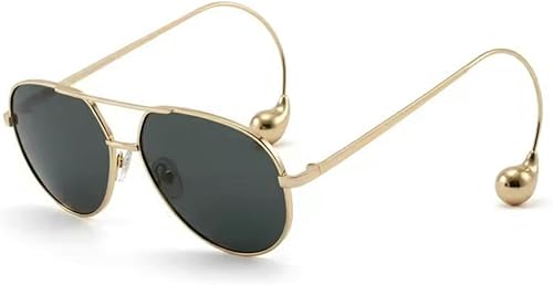 willochra Lentes de sol piloto retro dorados para mujeres y hombres, aretes de metal de gran tamaño de los años 90, lentes de sol champán