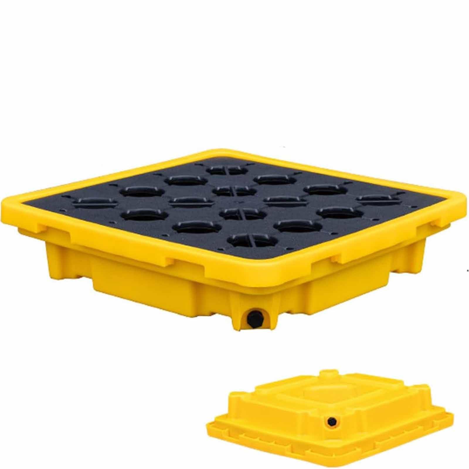 QUSYZD Industrial Spill Containment Tray with Grating for Oil and Chemical Drums - Leak Proof Safety Platform,67 * 67 * 15cm