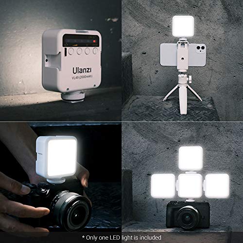 Cucudy VL49 Mini lâmpada LED para fotografia com luz de vídeo 6W regulável 5500K CRI95 + bateria de
