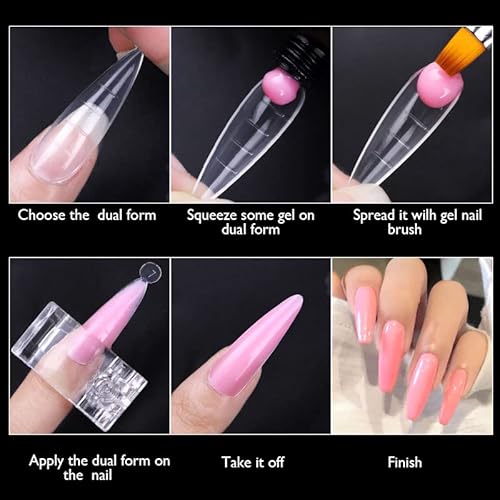 120Pcs Nail Extension Form Tips Poly Extension Gel Dual Nail Forms Full Cover False Nail Tips Acrylic Nail Forms Diy Polish Manicure Tool Nail Art Design Salon Diy At Home (E) #TOP4