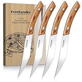 Freelander 4-Piece Pizza Knife Cutter Set, Sharp Serrated Stainless Steel Blades, Full Tang Forged Design, Ergonomic Non-Slip Handle,Durable, Rust-Resistant & Dishwasher Safe,Christmas