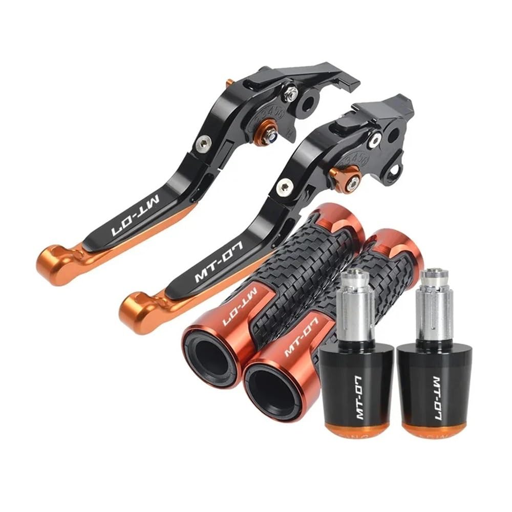 Xvasdgaer Orange Adn Black Motorcycle Brake Clutch Levers Handlebar Grip For Ya&Maha Mt-07 Fz-07 2014-2019(Orange Adn Black)