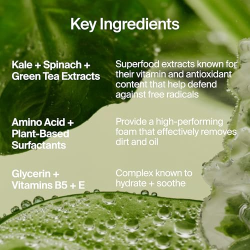 Image of Youth To The People Kale + Green Tea Superfood Face Cleanser - Vegan Face Wash with Spinach, Vitamins C, E + K - Non-Drying Gel Foaming Cleanser for All Skin Types - Clean Beauty - 237 ML